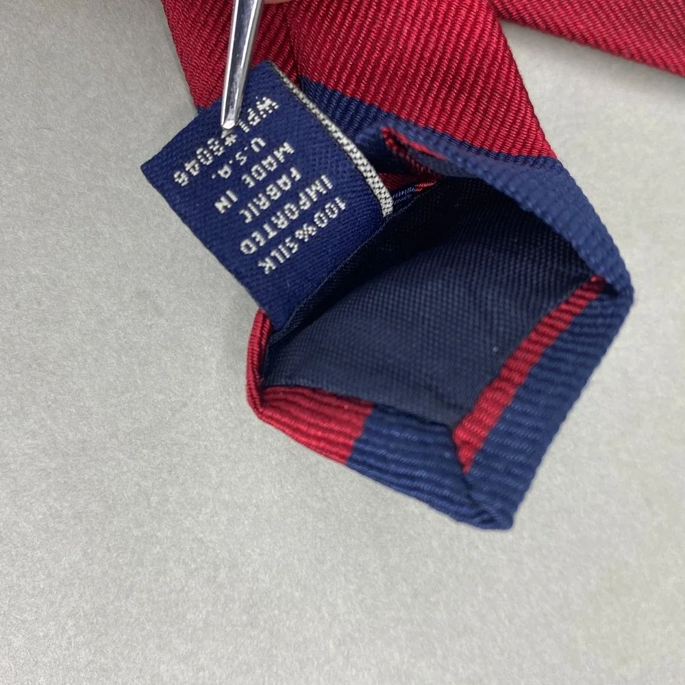 Savile Row Striped Repp Silk Necktie Mens Red Navy Blue Preppy Professional 57x4